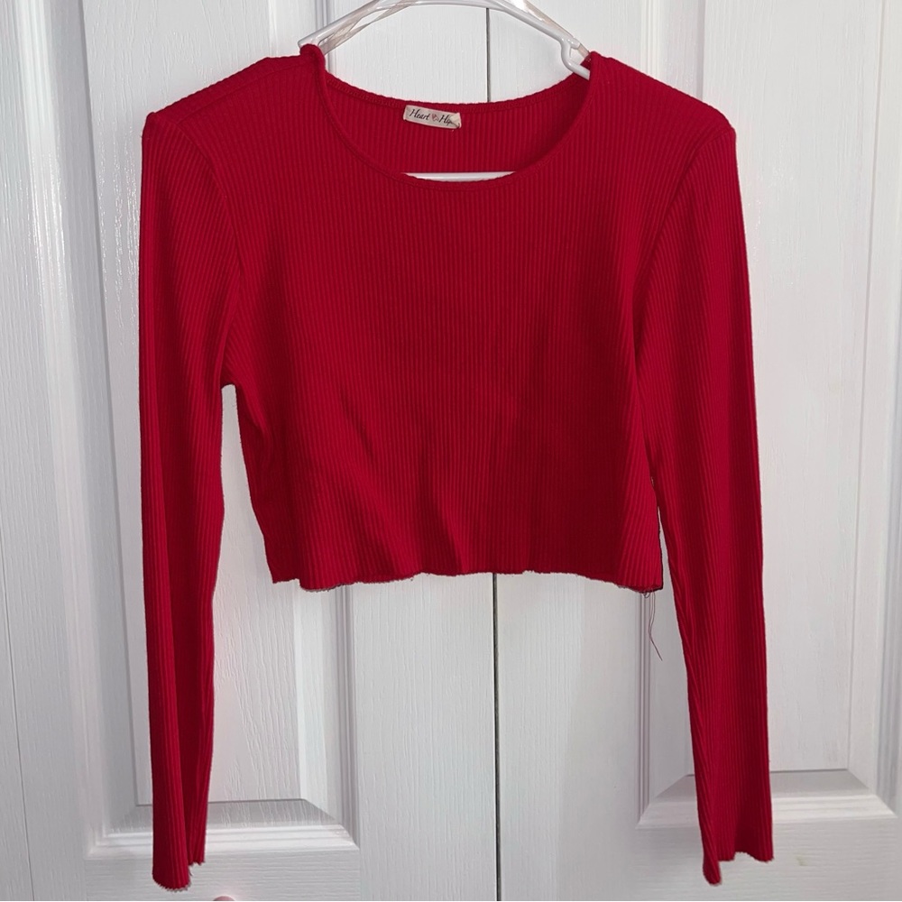 Red Knitted Crop Top